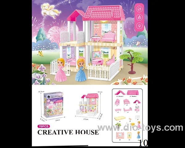 70pcs diy villa &doll with light include battery