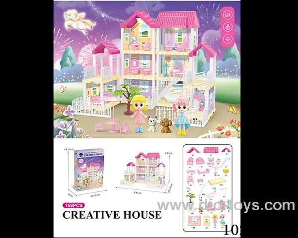 168pcs diy villa &doll with double light include battery