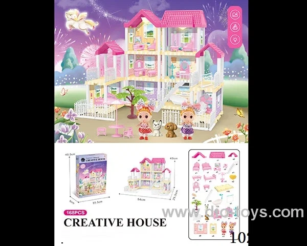 168pcs diy villa &doll with double light include battery