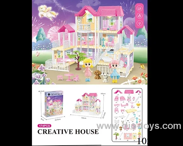 174pcs diy villa &doll with double light include battery
