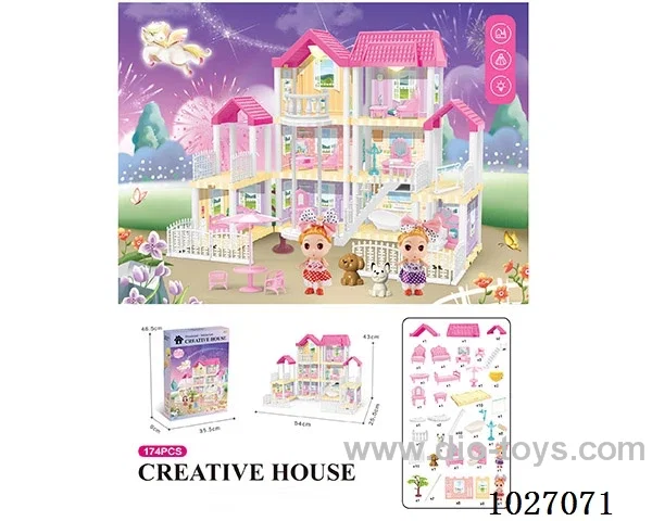 174pcs diy villa &doll with double light include battery