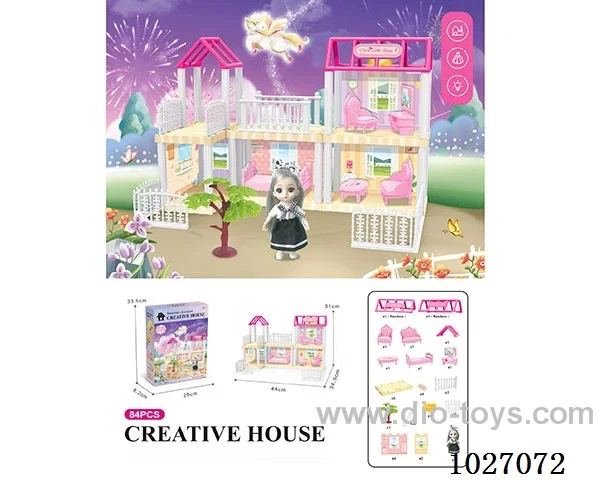 84pcs diy villa &Barbie with light include battery