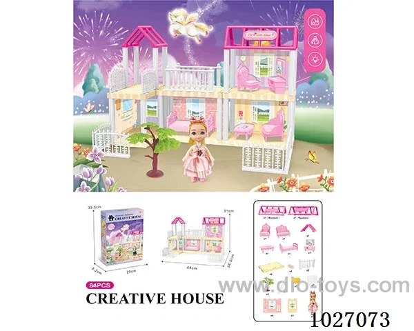84pcs diy villa &Barbie with light include battery
