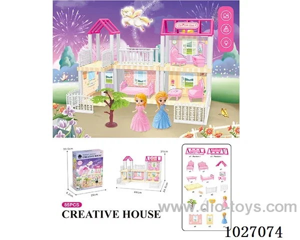 85pcs diy villa &doll with light include battery