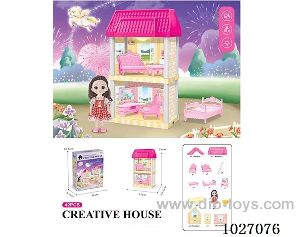 47pcs diy villa &Barbie with light include battery