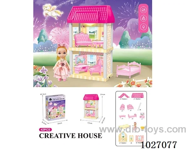 47pcs diy villa &Barbie with light include battery