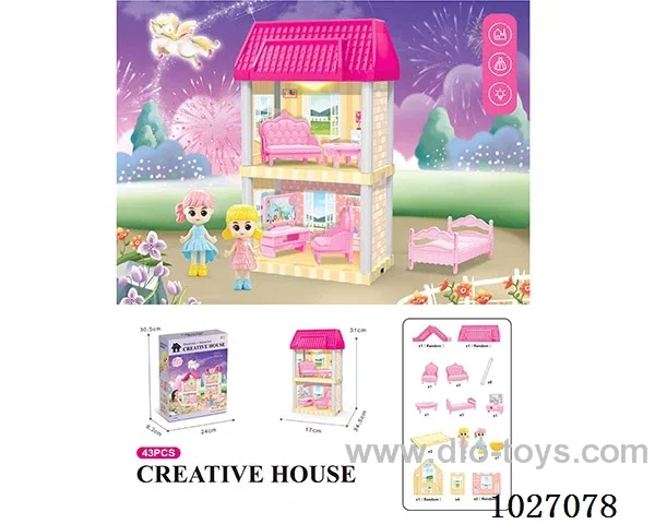 48pcs diy villa &doll with light include battery