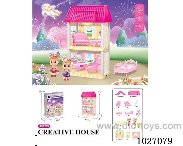 48pcs diy villa &doll with light include battery