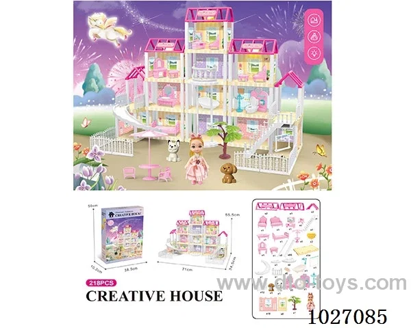 218pcs diy villa &doll with light include battery