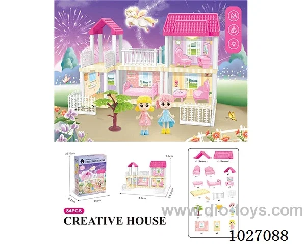 85pcs diy villa &doll with light include battery