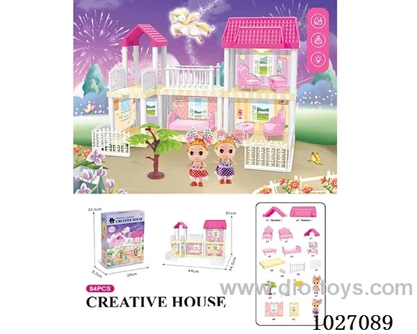 85pcs diy villa &doll with light include battery