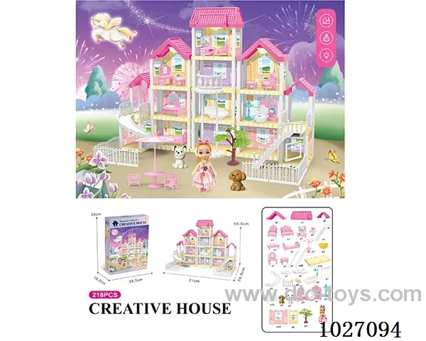 218pcs diy villa &doll with light include battery