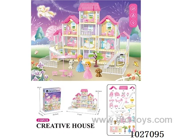 219pcs diy villa &doll with light include battery