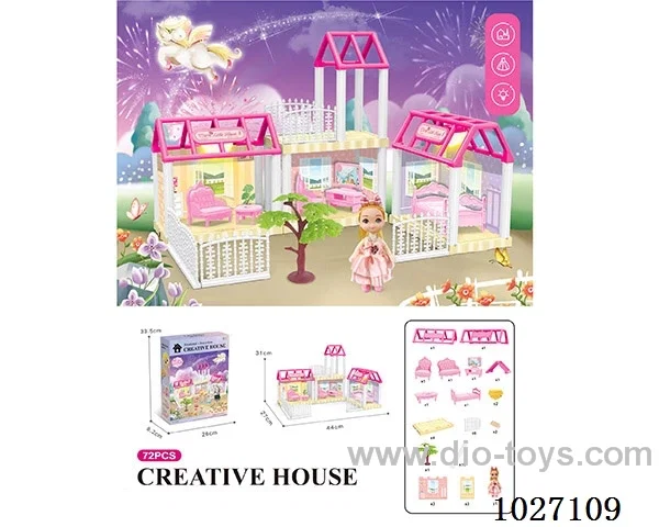 72pcs diy villa &doll with light include battery