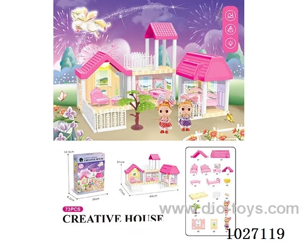 73pcs diy villa &doll with light include battery
