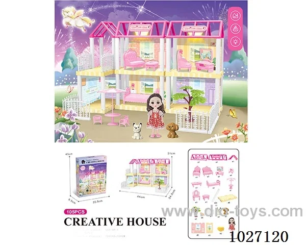 105pcs diy villa &doll with light include battery