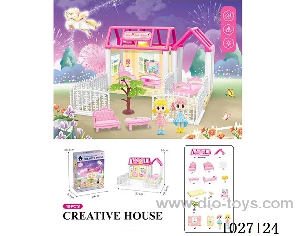 49pcs diy villa &doll with light include battery