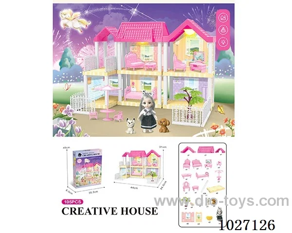 105pcs diy villa &doll with light include battery