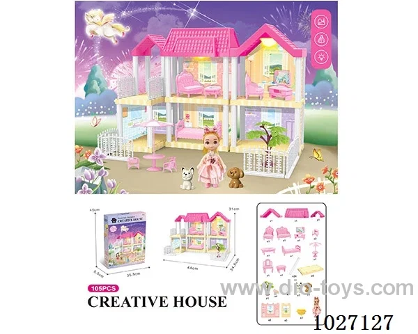 105pcs diy villa &doll with light include battery