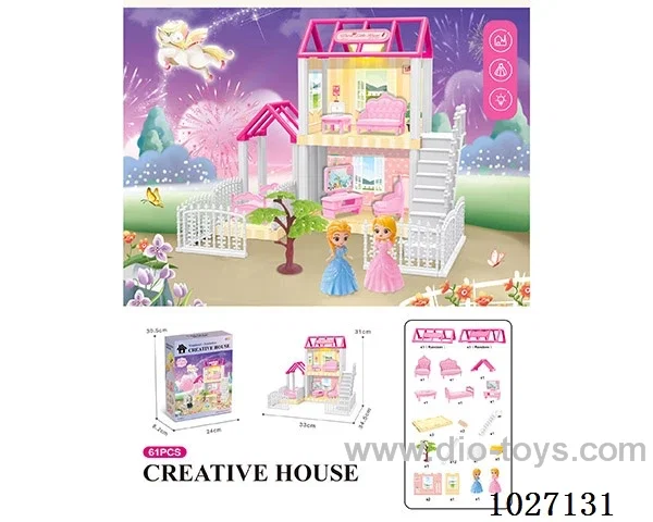 61pcs diy villa &doll with light include battery