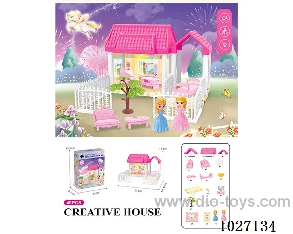 48pcs diy villa &doll with light include battery