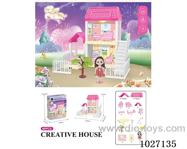 60pcs diy villa &doll with light include battery