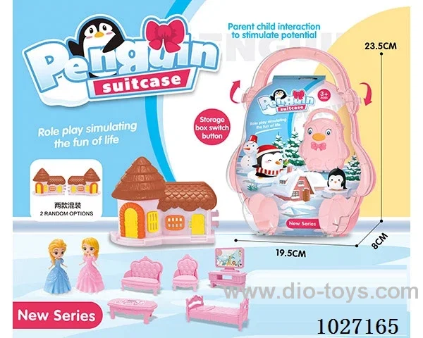 storage box with villa & doll &furniture in paper card