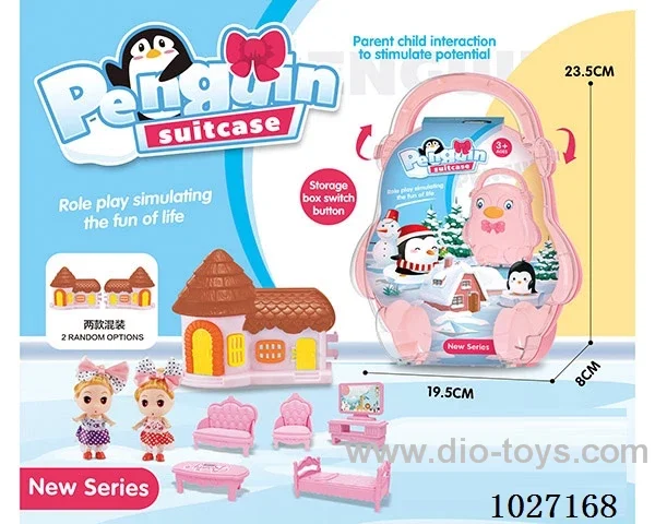 storage box with villa & doll &furniture in paper card