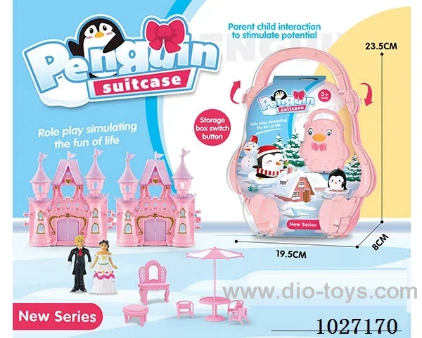 storage box with castle & doll &furniture in paper card