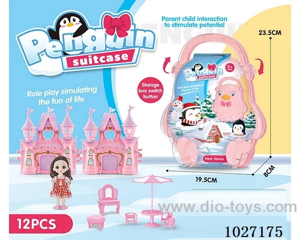 storage box with castle & doll &furniture in paper card