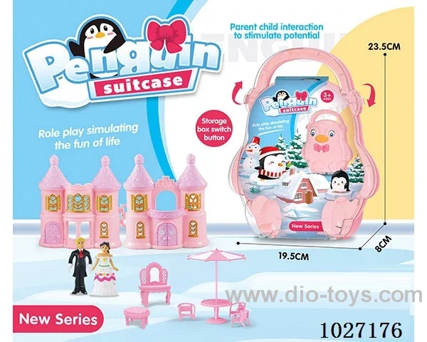 storage box with castle & doll &furniture in paper card