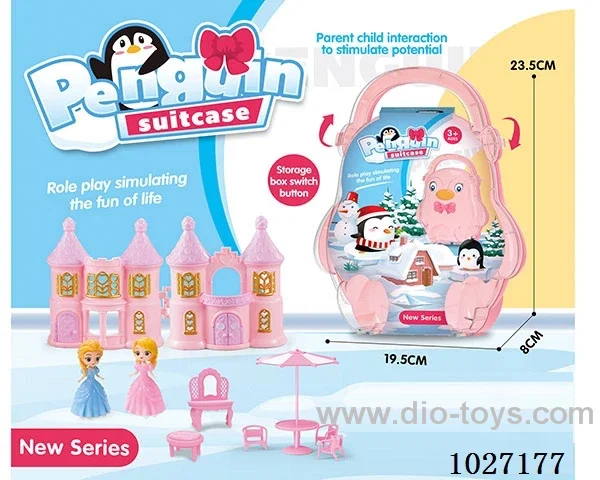 storage box with castle & doll &furniture in paper card