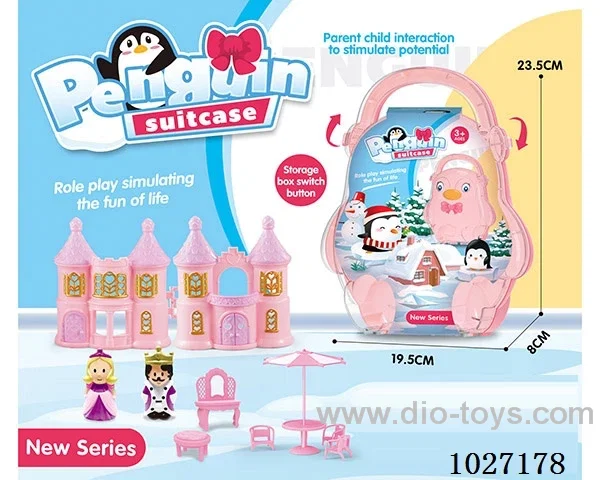 storage box with castle & doll &furniture in paper card