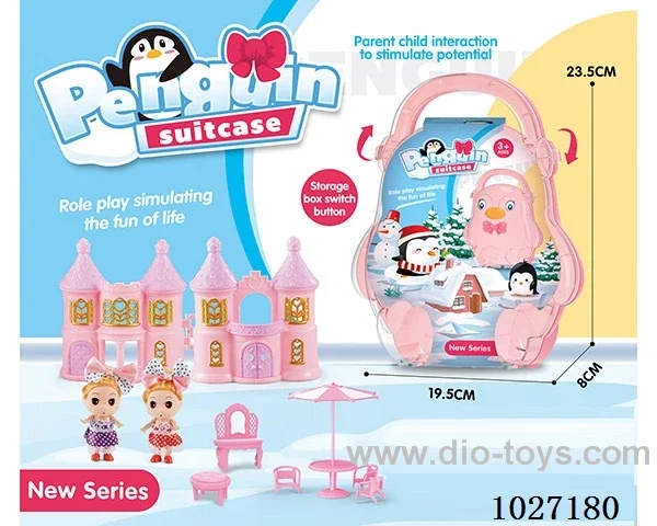 storage box with castle & doll &furniture in paper card