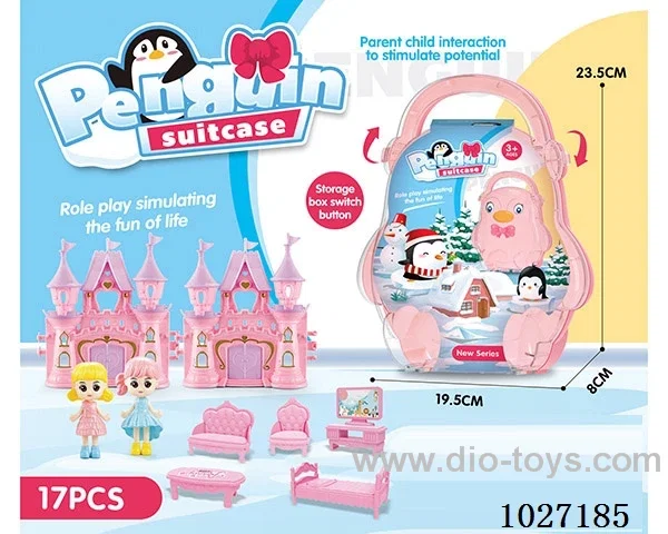 storage box with castle & doll &furniture in paper card