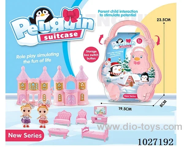 storage box with castle &doll &furniture in paper card