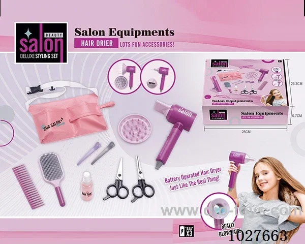 BARBER SALON SET HAIR DRYER  in  color box