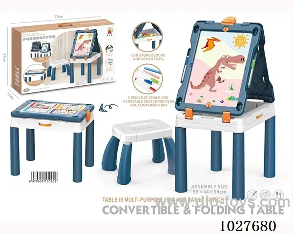 MULTI FUNCTION DRAWING BOARD TO STORE FOLDING TABLE AND 1 CHAIR  in  color box