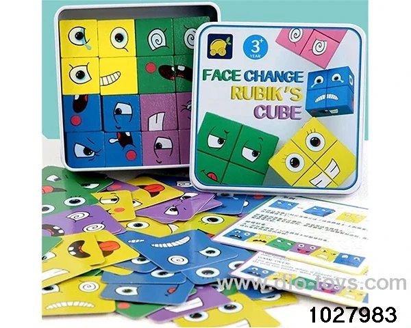 Wooden face-changing blocks in box
