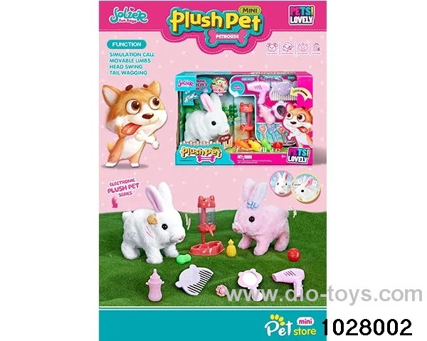 Electric plush rabbit set in window box