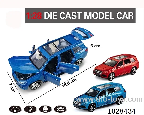 1:28 pull back alloy  Simulation opens 6 doors car with light&music 2color mixed loading