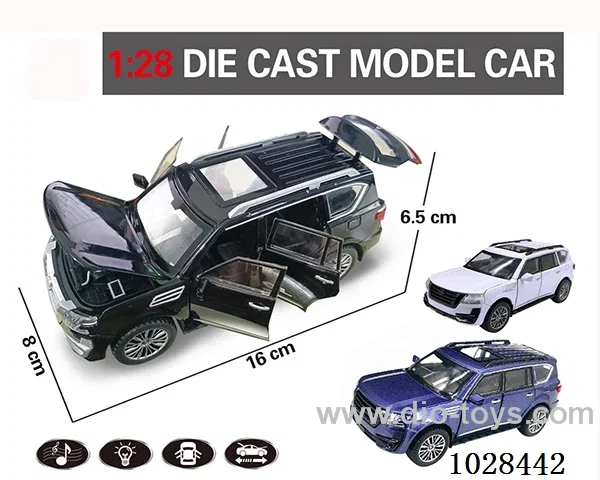 1:28 pull back alloy  Simulation opens 6 doors car with light&music 3color mixed loading