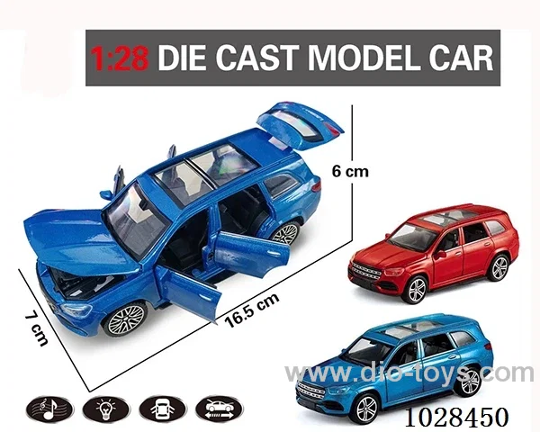 1:28 pull back alloy  Simulation opens 6 doors car with light&music 2color mixed loading