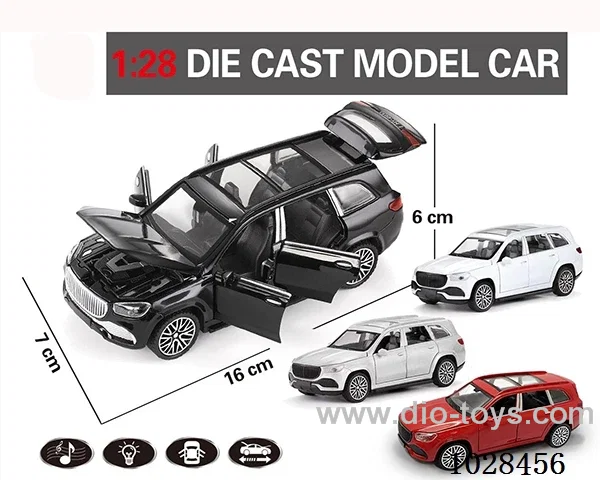 1:28 pull back alloy  Simulation opens 6 doors car with light&music 4color mixed loading