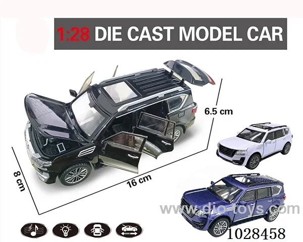 1:28 pull back alloy  Simulation opens 6 doors car with light&music 3color mixed loading