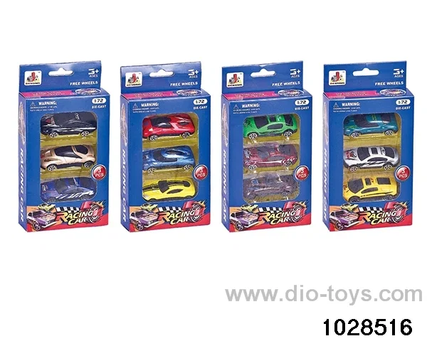 Sliding alloy car in 3pcs window box