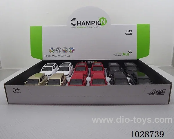 1:43 pull back alloy car 2sets&6color mixed loading