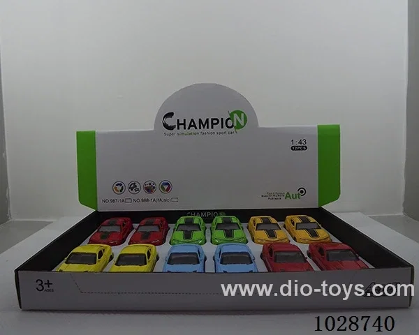 1:43 pull back alloy car 2sets&6color mixed loading