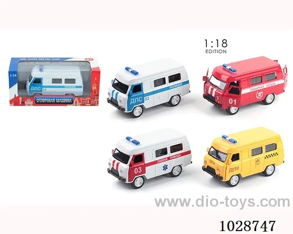 1:18 pull back alloy car with sound &light in window  box