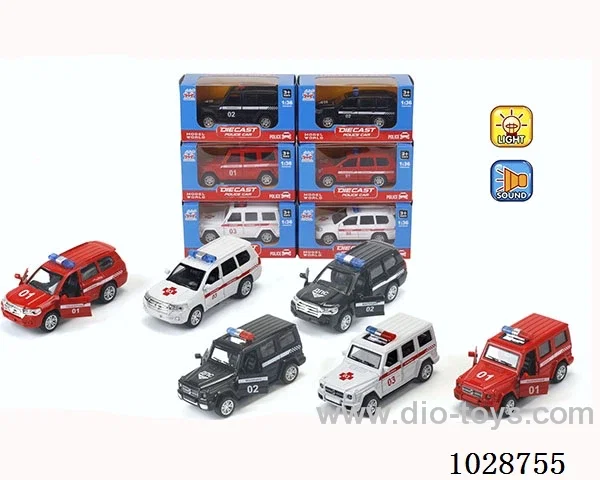 1:36 pull back alloy car with light &music in window  box